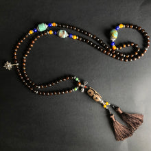 Genuine Tibetan Black Golden Coral and Dzi Mala Necklace