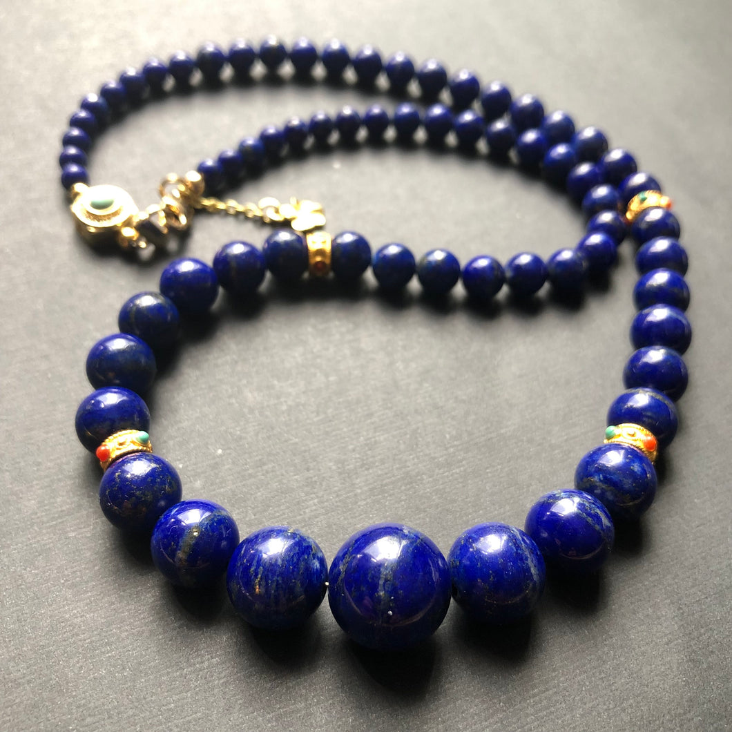 Large Natural Lapis Lazuli Beads Necklace
