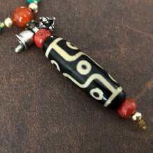 Genuine Antique Angelskin Coral and Dzi bead Mala Necklace
