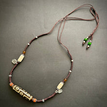 Vintage Nine-Eyes Dzi Bead Amulet Necklace