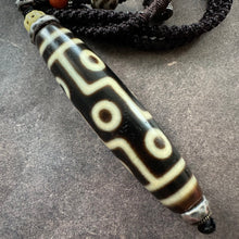 Vintage Nine-Eyes Dzi Bead Amulet Necklace