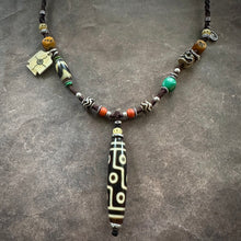 Vintage Nine-Eyes Dzi Bead Amulet Necklace