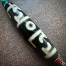 Tibetan Lotus Master Three-Eye Dzi Bead Amulet Necklace