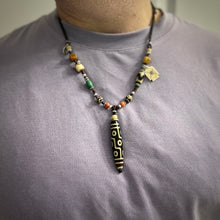 Vintage Nine-Eyes Dzi Bead Amulet Necklace