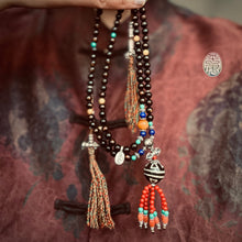 Genuine Black Golden Coral and Vintage Dzi Tibetan Mala Necklace