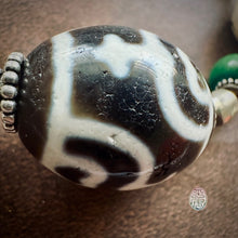 Large Tibetan Daluo Dzi bead with Handmade Cord Necklace