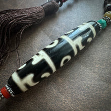 Tibetan Lotus Master Three-Eye Dzi Bead Amulet Necklace