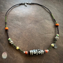 Eight-Eye Tibetan dZi Bead with Handmade Cord Necklace