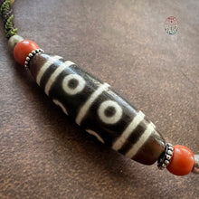 Eight-Eye Tibetan dZi Bead with Handmade Cord Necklace