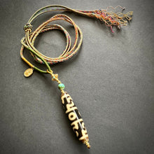 Fine Lotus Master Dzi bead on Waven  Cord Necklace