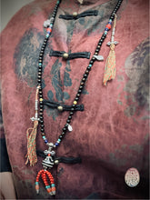 Genuine Black Golden Coral and Vintage Dzi Tibetan Mala Necklace