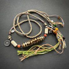 Vintage Nine-Eyes Dzi Bead Amulet Necklace