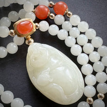 Extra Fine White Hetian Nephrite Jade Necklace with Happy Buddha Pendant