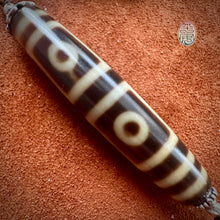 Four-Eye Tibetan Dzi bead on Waven  Cord Necklace