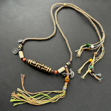 Vintage Nine-Eyes Dzi Bead Amulet Necklace