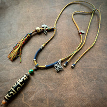 Customer-Made Lotus Master 3-Eye dZi bead on Waven  Cord Necklace