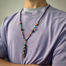 Tibetan Lotus Master Three-Eye Dzi Bead Amulet Necklace