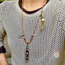 Fine Vintage Lotus Master Dzi bead on Waven  Cord Necklace