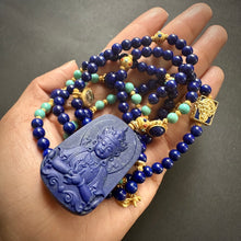 Lapis Lazuli Tibetan Mala Necklace with Buddha Pendant