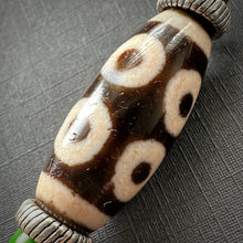 Vintage 8-eye Tibetan Dzi bead with Handmade Cord Necklace