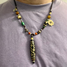 Vintage Nine-Eyes Dzi Bead Amulet Necklace
