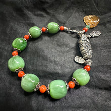 Fine Green Nephrite Jade with Solid Silver Charm Bracelet