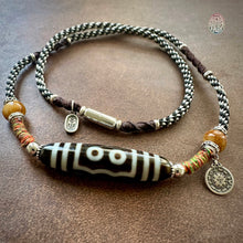 Five-Eye Tibetan Dzi bead with Handmade Cord Amulet Necklace