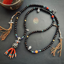 Genuine Black Golden Coral and Vintage Dzi Tibetan Mala Necklace