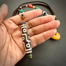 Tibetan Nine-Eyes Dzi Bead Amulet Necklace