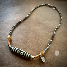 Five-Eye Tibetan Dzi bead with Handmade Cord Amulet Necklace