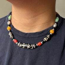 Vintage 3-Eye Dzi and Old Tibetan Beads  Necklace