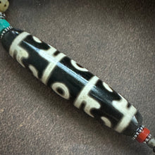 Tibetan Lotus Master Three-Eye Dzi Bead Amulet Necklace