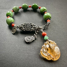 Fine Green Nephrite Jade with Solid Silver Charm Bracelet