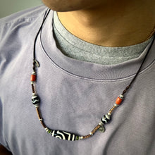Fine 2-Eye Dzi Bead with Handmade Cord Necklace