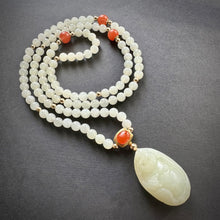 Extra Fine White Hetian Nephrite Jade Necklace with Happy Buddha Pendant