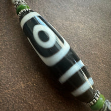 Fine 2-Eye Dzi Bead with Handmade Cord Necklace