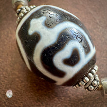 Large Tibetan Daluo Dzi bead with Handmade Cord Necklace