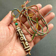 9-Eye Dzi bead on Waven  Cord Necklace