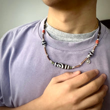 Fine 2-Eye Dzi Bead with Handmade Cord Necklace