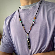 Tibetan Lotus Master Three-Eye Dzi Bead Amulet Necklace