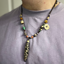Vintage Nine-Eyes Dzi Bead Amulet Necklace
