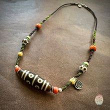 Eight-Eye Tibetan dZi Bead with Handmade Cord Necklace