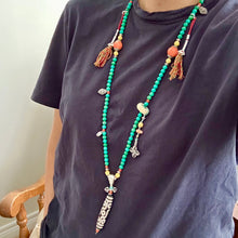 Genuine Turquoise Tibetan Mala Necklace with Vintage 9-Eye dZi