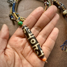 Customer-Made Lotus Master 3-Eye dZi bead on Waven  Cord Necklace