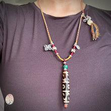 Fine Vintage Lotus Master Dzi bead on Waven  Cord Necklace