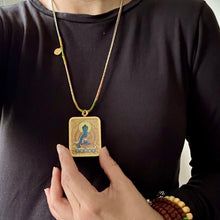 Masterpiece Blue Buddha Thangka on Waven  Cord Necklace