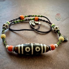 Eight-Eye Tibetan dZi Bead with Handmade Cord Necklace