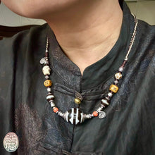 Large Tibetan Tiger Teeth Daluo Dzi bead with Handmade Cord Necklace