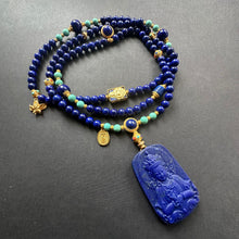 Lapis Lazuli Tibetan Mala Necklace with Buddha Pendant