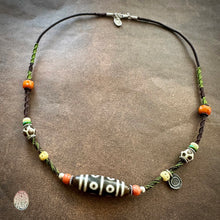 Eight-Eye Tibetan dZi Bead with Handmade Cord Necklace